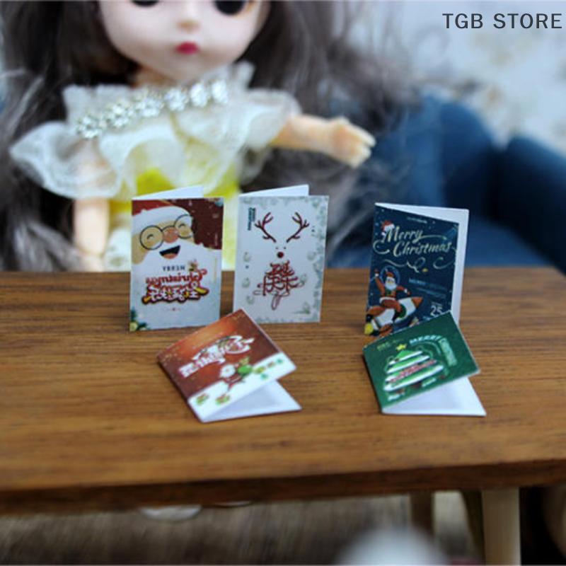 5Pcs Miniature Mini Christmas Card Model Magazine Doll Toy Kit 1: 12 Dollhouse Furniture Accessories