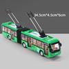 Electric Tourist Toy Traffic Trackless Bus Alloy Passenger Car Model Metal Double Section City Bus Model Sound Light Kids Gifts