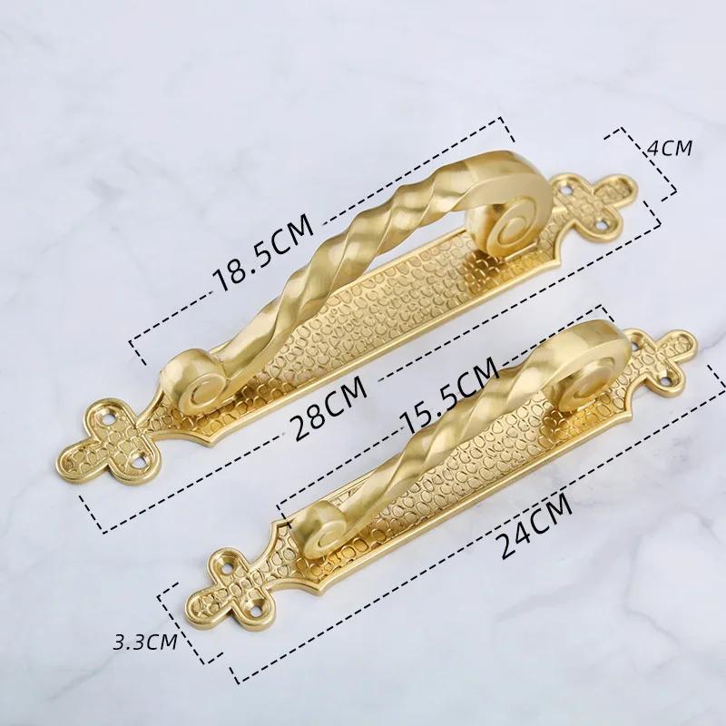 

Китайский стиль ретро твердые латунные ручки отель спальня стеклянная дверь деревянные европейские дверные ручки для интерьера 28CM