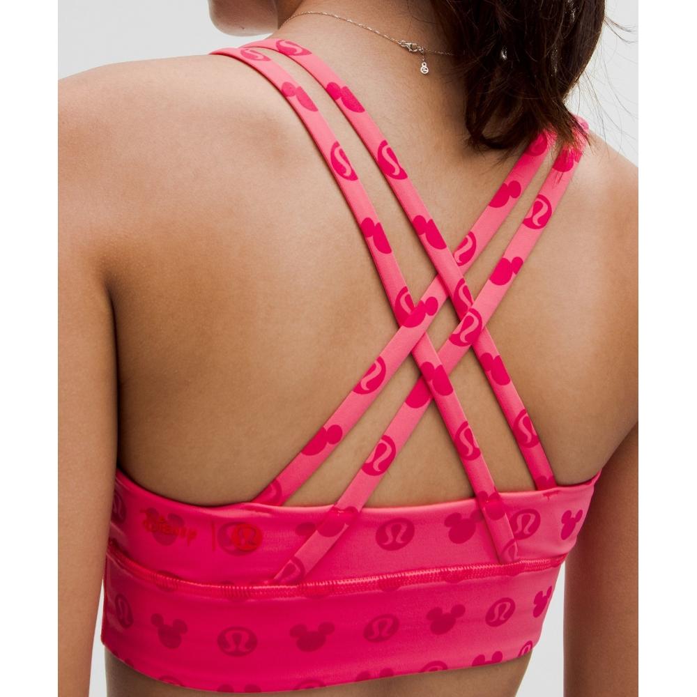 Disney X Lululemon  Energy Longline Bra MeDium Support  B D Cups Disney Classic Pink