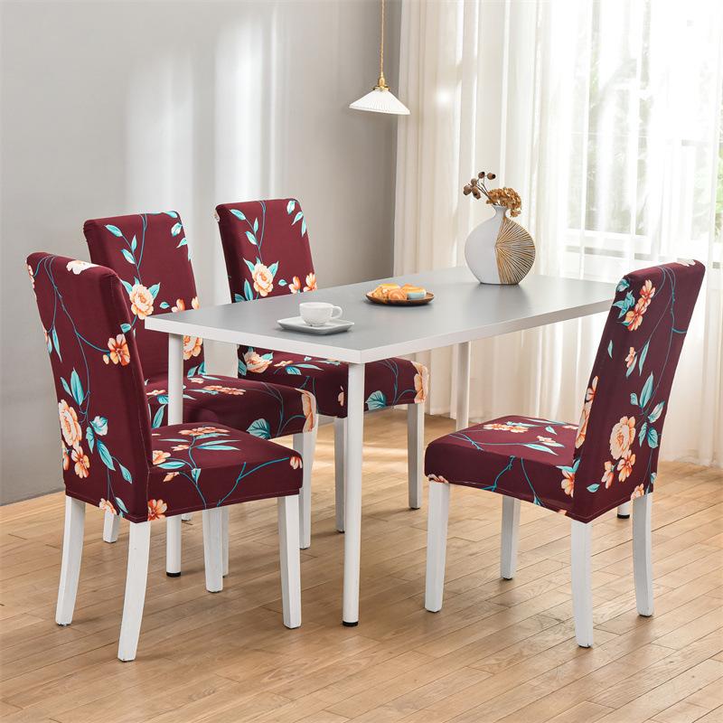 Wine Red Printed Chair Cover Vibrant Colors Stain-Resistant Dust-Proof Seat Cover Minimalist Fashion Hotel Home Chair Protector