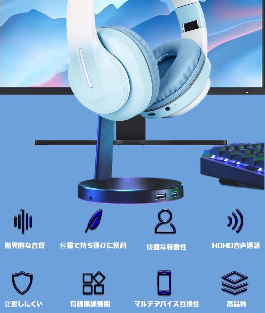 GHDVOP Bluetooth 5.1 Wireless Headphones, Gradient Design, Wired and Wireless Compatible, 40mm HD Driver Unit, Sound-Isolating, Closed-Back Design,