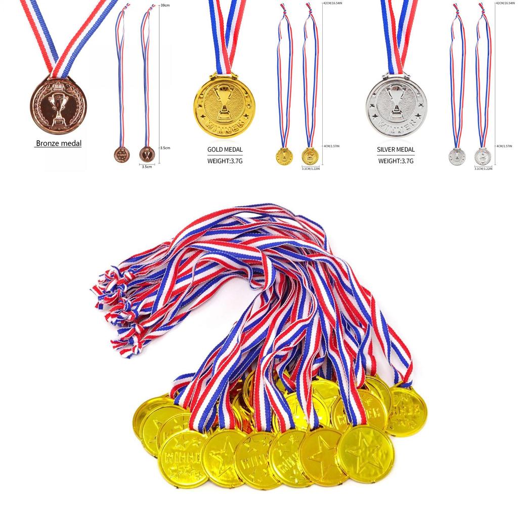 Children Plastic Gold Silver And Bronze Medal With Hanging Ropes For Sports Events And Party Gifts