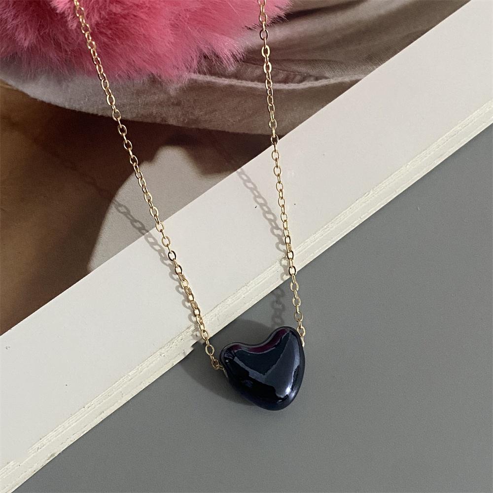 1 PC Fashion Love Heart Choker Necklace Various Color Gift Necklace Golden Color Link Chain Neck Jewelry