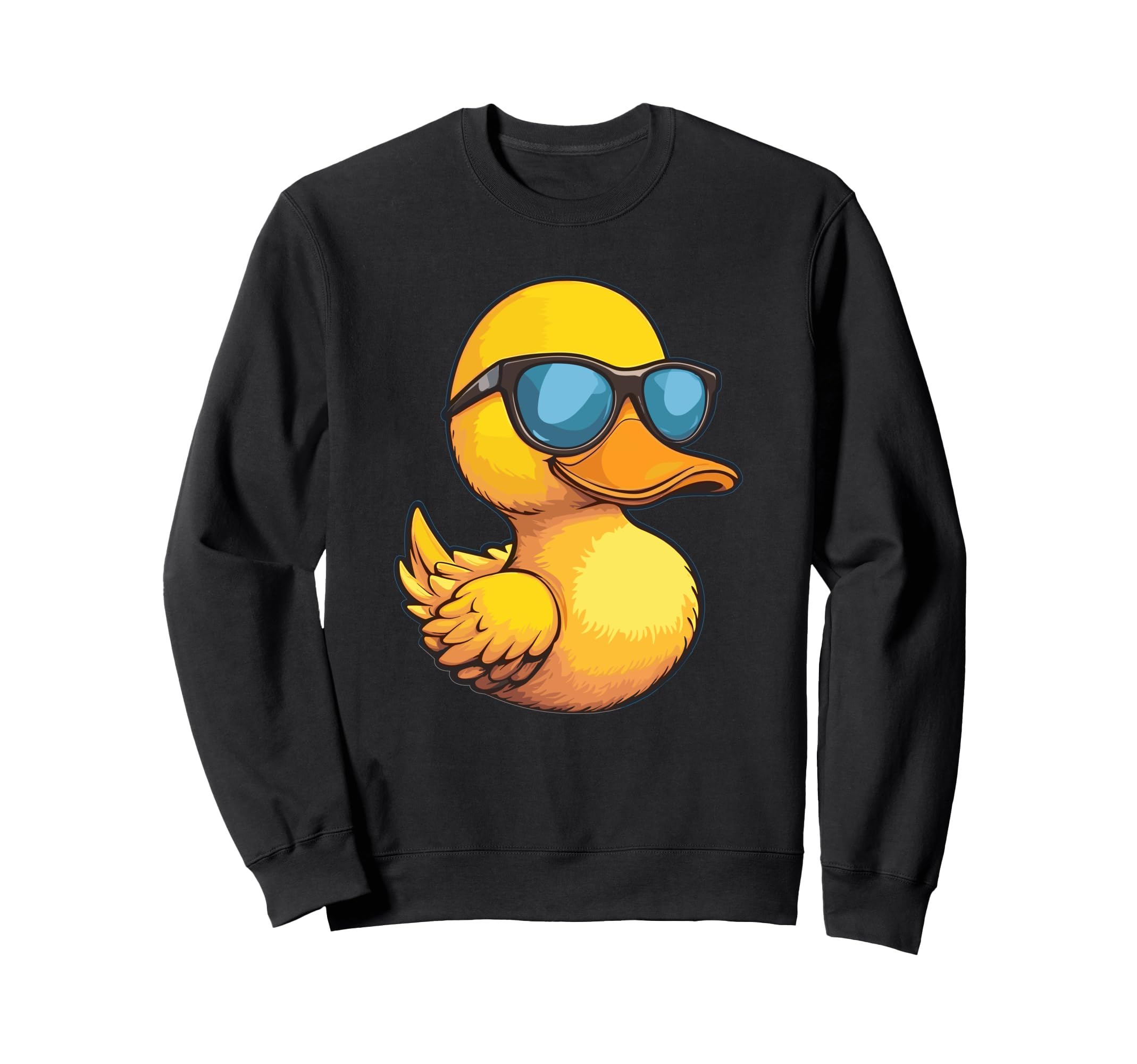 

Cool duck sunglasses. Sweatshirt.