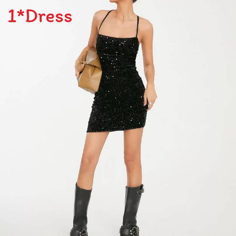 Spring Fashion Womens Sequin Halter Dress With Slim Fit And Backless Style For Elegant Parties