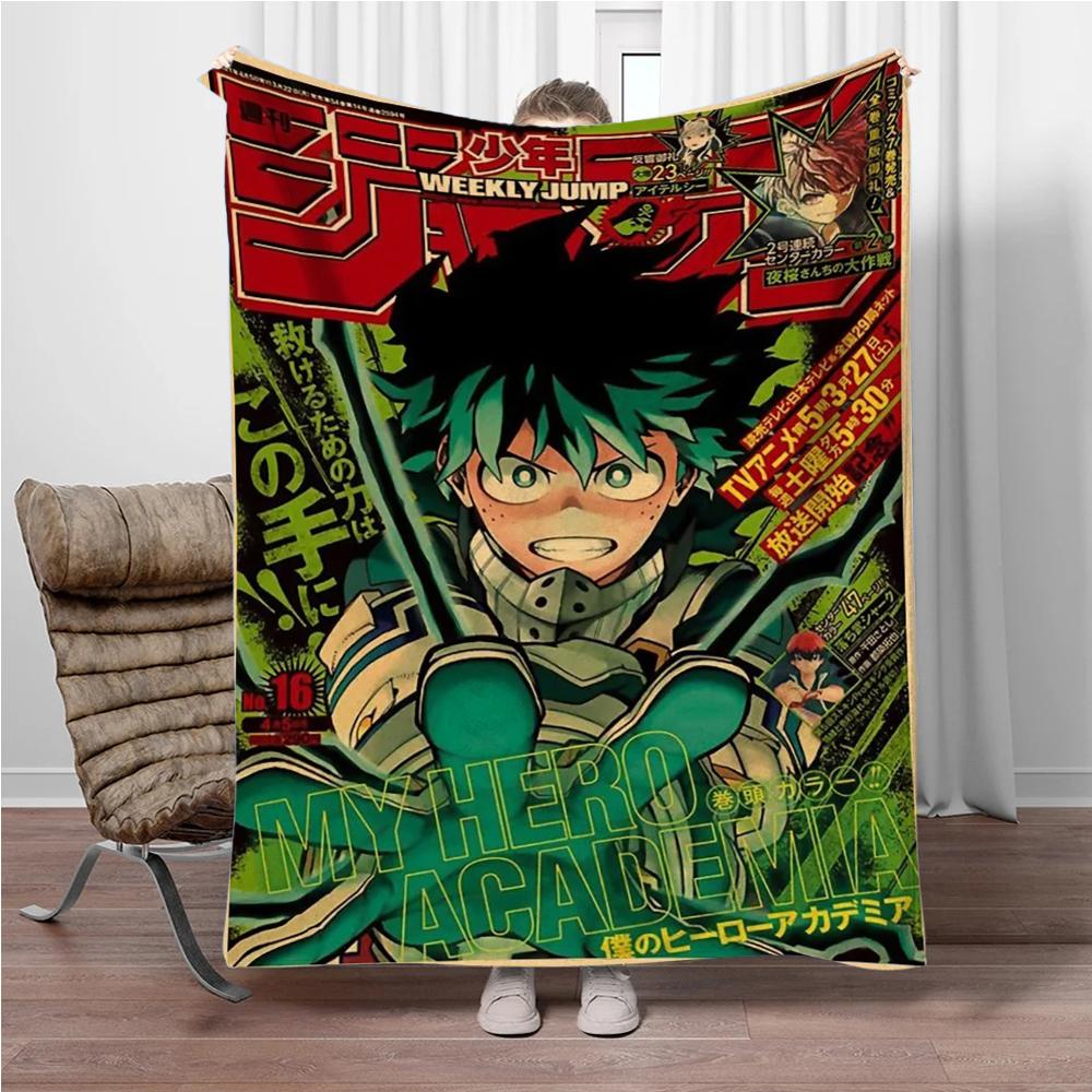 Vintage M-My-Hero-Academia 3D Printed Flannel Blanket Living Room Sofa Bed Camping Picnic Warm Blanket Holiday Gifts