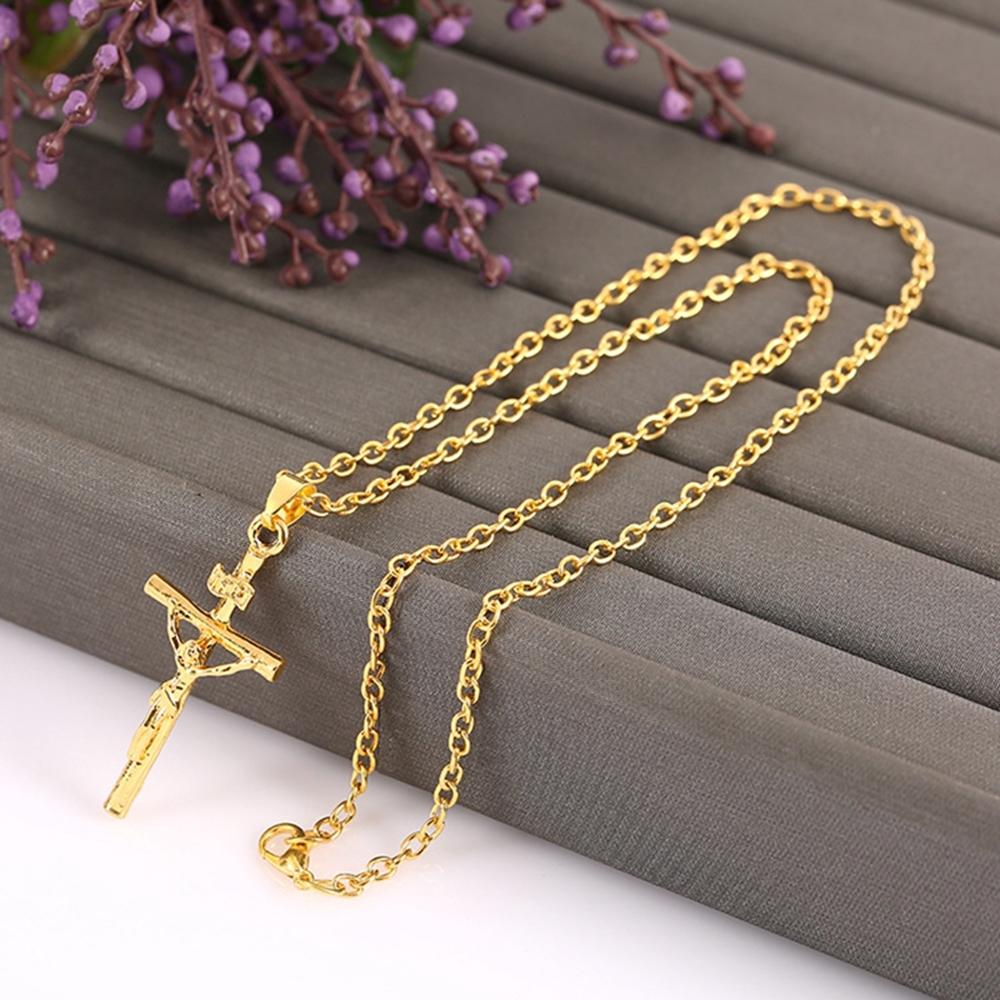 

Fashion Gold Color Choker Jewelry Gift Cross Necklaces & Pendants Women Men Gifts 50cm золотой