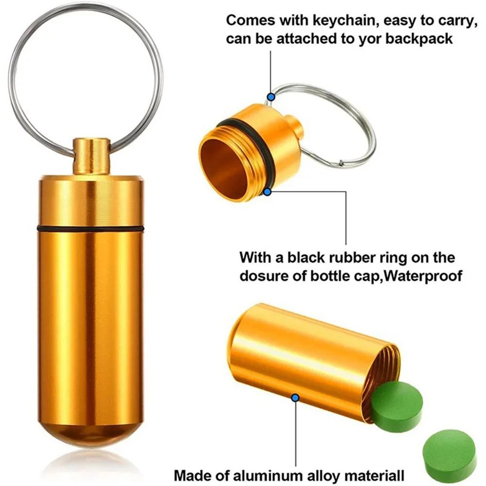 Portable Mini Waterproof Aluminum Pill Box Container Organizer for Medicine Vitamins Fish Oils Travel Storage