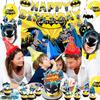 Bat Birthday Decorations, Hero Party Supplies Including Backdrop, Birthday Banner, Tablecloth, Hanging Swirls, Balloons, Cake Toppers, Plates, Forks