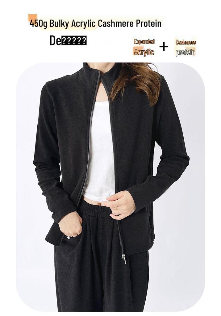 Clearance: German Fleece Velvet-Lined Stand Collar Jacket, 450g, Warm for Autumn/Winter