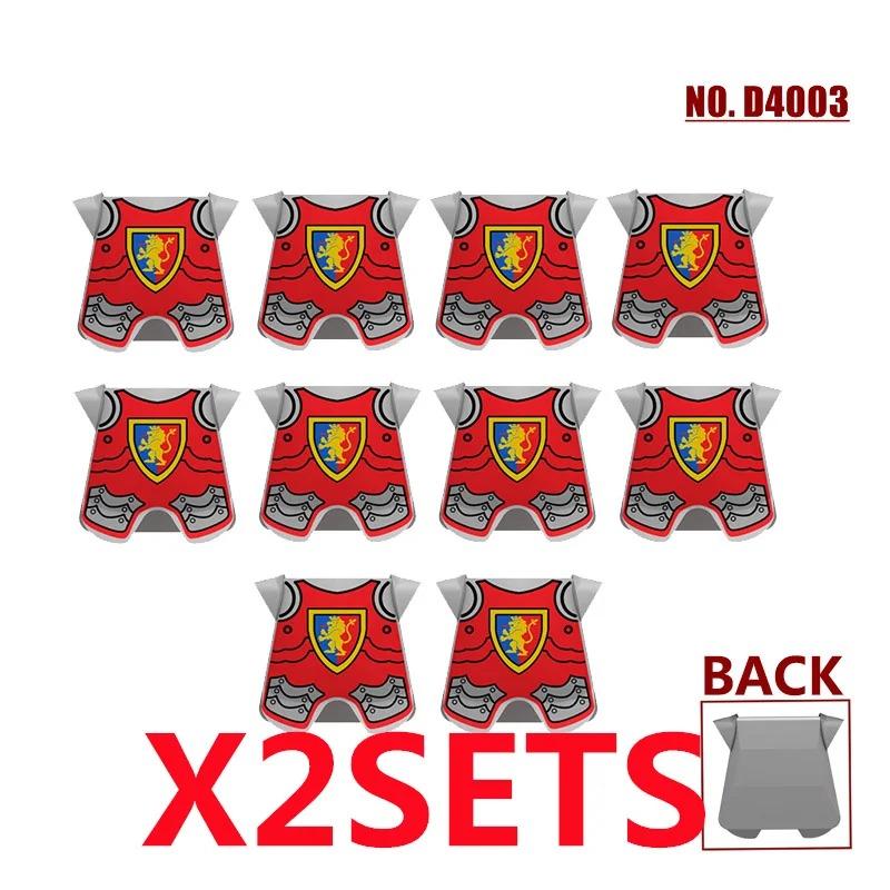 MOC Medieval Red Lion Black Eagle Castle Soldier Knight Horse Mount Building Block Military Figure Vest Armor Flag Toy Gift B036