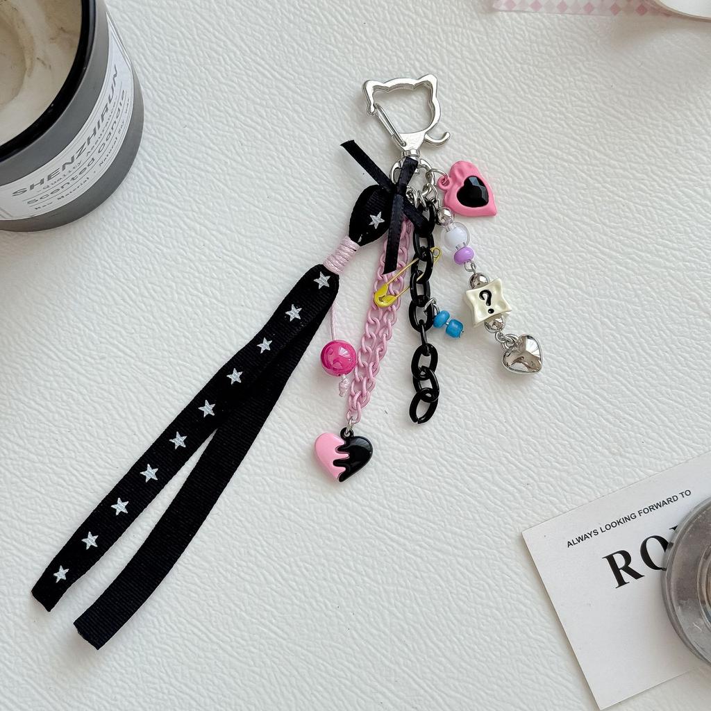 1Pc Madam Metal Material Shape Pendant Stars Ribbon Bag Charm Backpack Hanging Piece Car Gift Bag Charm