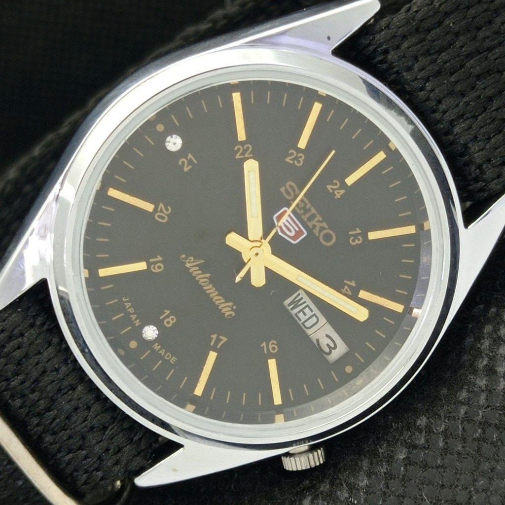 

REFURBISHED VINTAGE SEIKO 5 AUTO 7009A JAPAN MENS D/D BLACK WATCH 593a-a311221-2 SKU593a-a311221