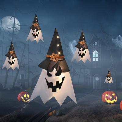 43/47CM Halloween Ghost Hanging Decoration LED Light Glowing Horror Decor Props for Outddor Indoor Halloween Party Decoration