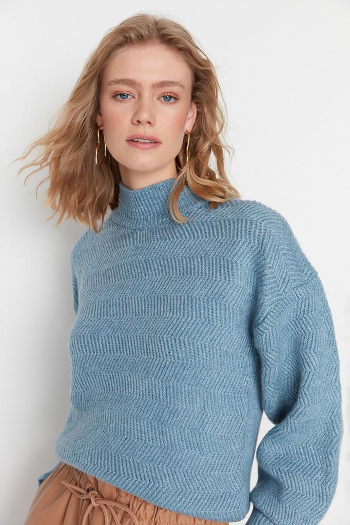 Women's Elegance Style Sweater Stone Soft Textured Basic Knitwear Sweater