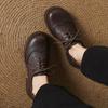 Krazing Pot Sheepskin Autumn Winter Shoes Chunky Heels Size 43 Size 42 Round Toe Lace Up Deep Mouth Pumps