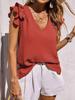 Women's V-neck Ruffle Vest Top Summer Sleeveless Shirt