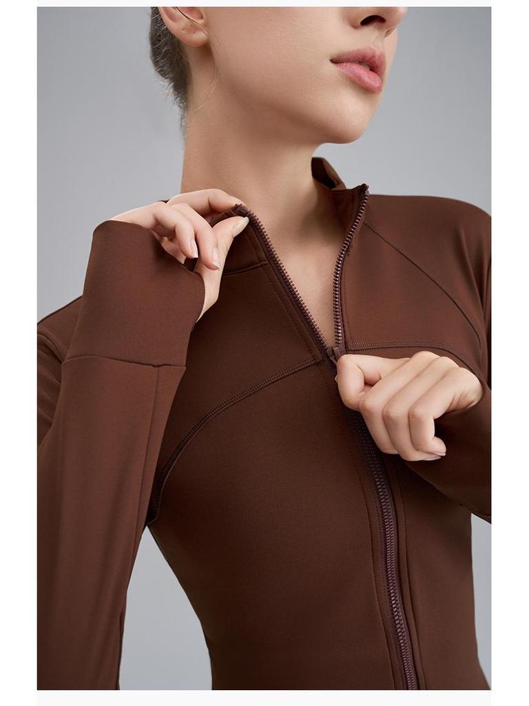 Damen Schlankmachende Fleece-Yoga-Jacke - Stehkragen, Verdickt für Herbst/Winter