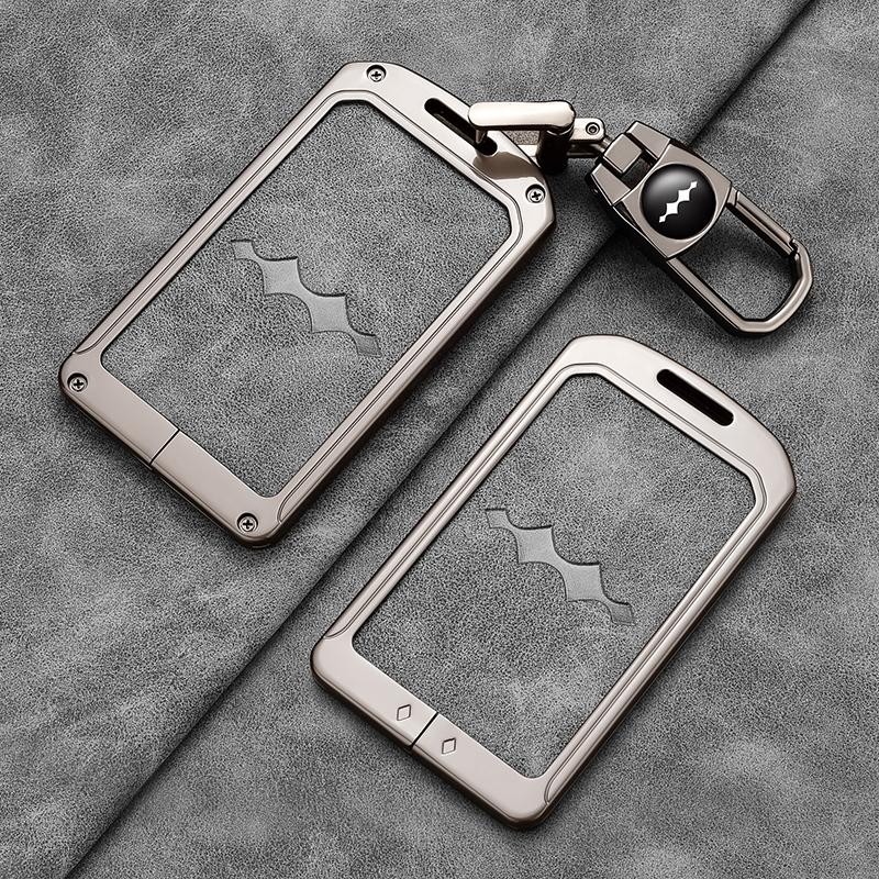 For BYD Formula Leopard 5 8 3 Ti3 Car Key Case Zinc Alloy Leather Key Shell Fob Cover Protection Keychain Holder Car Accessories