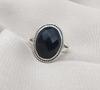 Black Onyx Ring: Faceted Oval Gemstone, 925 Sterling Silver, Boho Protection Jewelry
