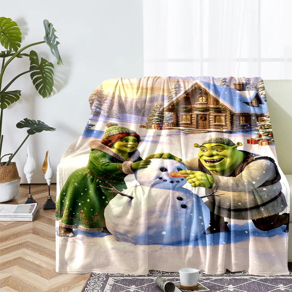 Shrek Theme Printed Blanket - Perfect for Couch, Bed, Travel & Outdoor Use | Machine Washable, Cozy & Durable.