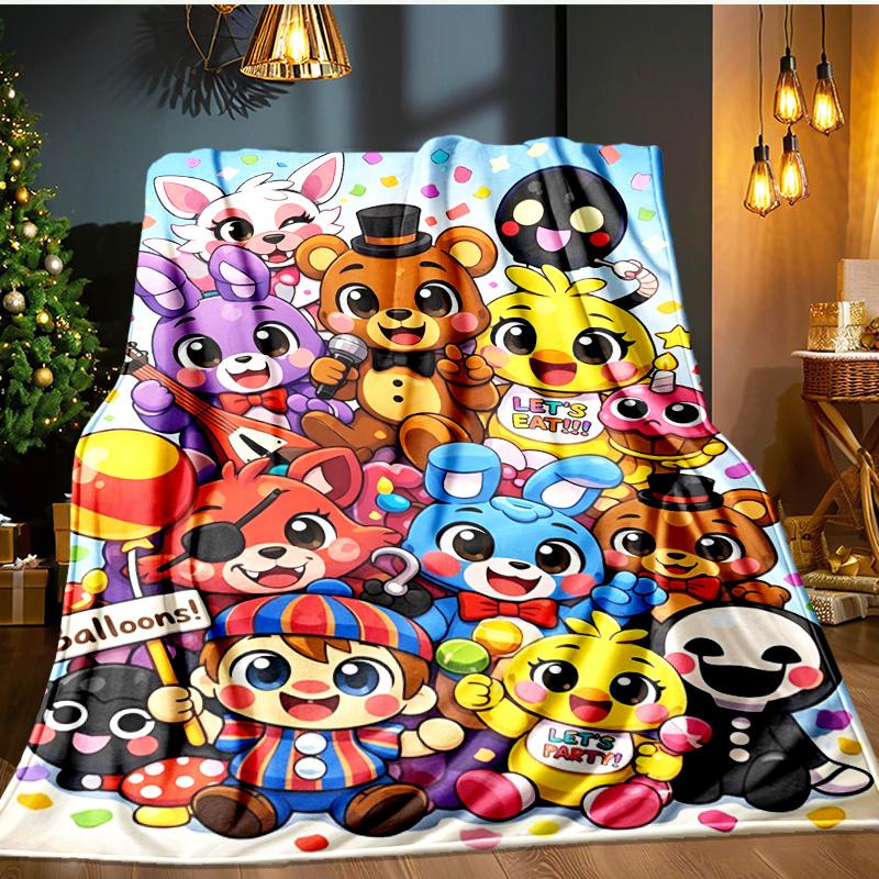 Five Nights Party Blanket Flannel Throw for Sofa, Indoor, Camping, Living Room, Office, Chair, And Bed Soft Birthday Gift