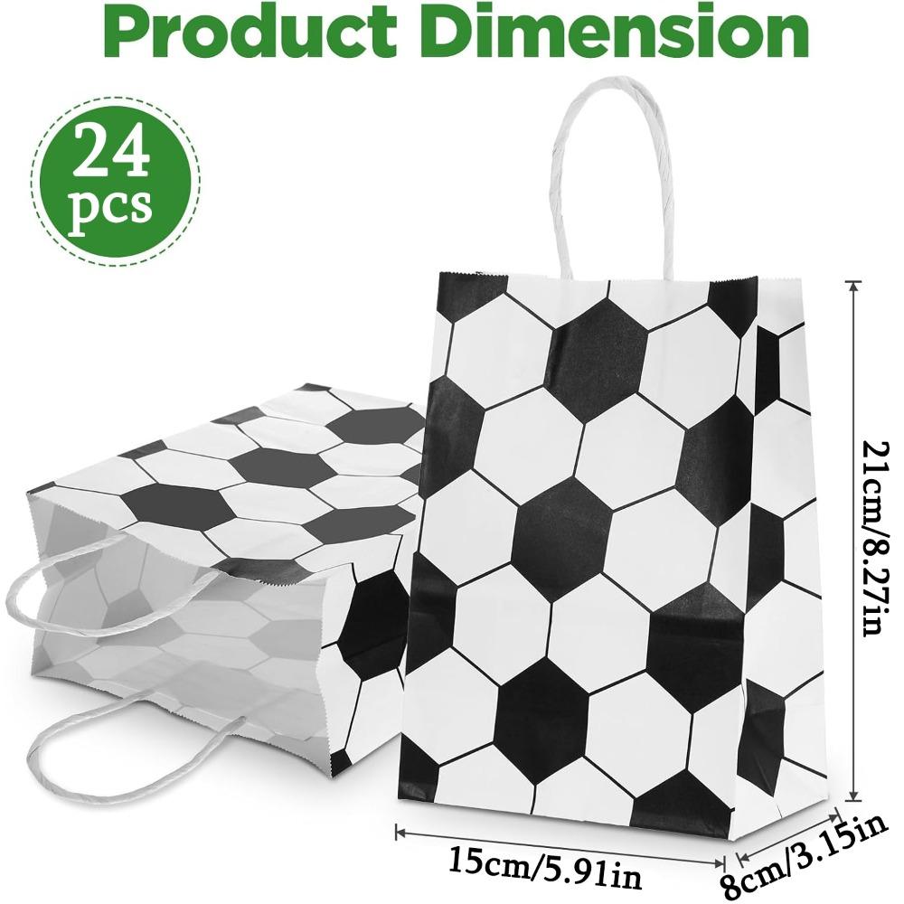 

24pcs Soccer Party Favor Bags Paper Soccer Gift Bags Treat Bag with Handle Football Sports Themed Gift Snack Bag Soccer Theme Bags 24pcs