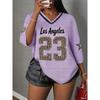 Printed V-neck short sleeved T-shirt, summer pattern T-shirt, baseball shirt, plus size sports T-shirt