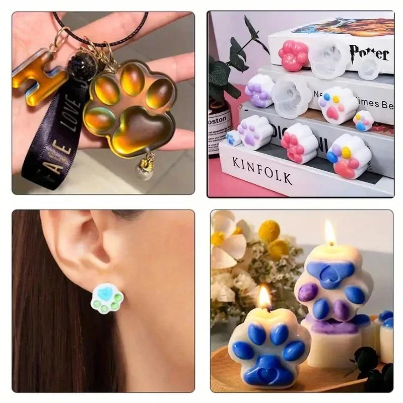Top Quality 14Pcs Cat Paw Candle Silicone Mold DIY Aromatherapy Soap Making Resin Molds for Home Decoration Cute Pet Theme