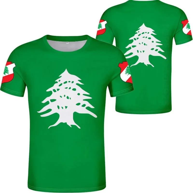 3D Print Lebanon Flag T Shirt For Men Women National Emblem Pattern T-Shirts Casual Fashion Short Sleeve O-Neck Street Loose Tee