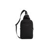 Ethan 21 Marca Logo de Letras Fechamento com Zíper Alça de Ombro Ajustável Couro de Bezerro Liso Bolsa Transversal Pequena Masculina Preto CO994-QBBK
