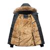 Warme Jacke für Herren im Herbst und Winter, Übergröße, Reißverschluss, flauschige, warme Jacke, mittellang, gefütterte Baumwolljacke