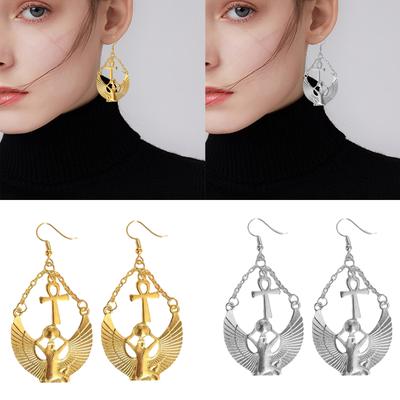 Legering Oorbellen Egyptische Godin Hanger Oorbellen Legering Textuur Geschikt voor Geschiedenisliefhebbers Die Unieke Accessoires Zoeken