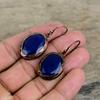 Facettierter Blauer Saphir Ohrring Elektrogeformte Kupferohrringe Handgefertigter Edelsteinschmuck Einzigartige Ohrringe Elektrogeformter Schmuck Verlobungsgeschenke