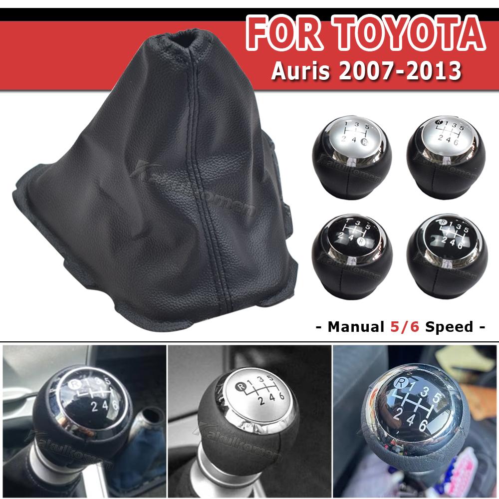 Manual 5/6 Speed Gear Shift Knob Lever Shifter Stick Handball PU Leather Cover For Toyota Auris 2007 2008 2009 2010 2011-2013