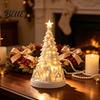 Small Decorative Tree LED Light Up Snowy Christmas Tabletop Decoration, Mini Night Cozy Living Room Accessory Light, Indoor Desktop Holiday Decoration