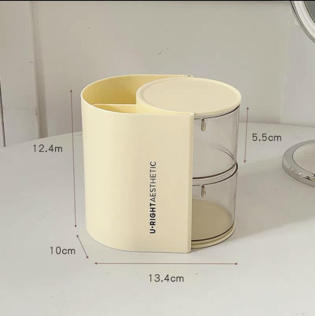 Rotating Dustproof Makeup Organizer: Storage Box for Puff, Lipstick, Brush, and Egg Cushion