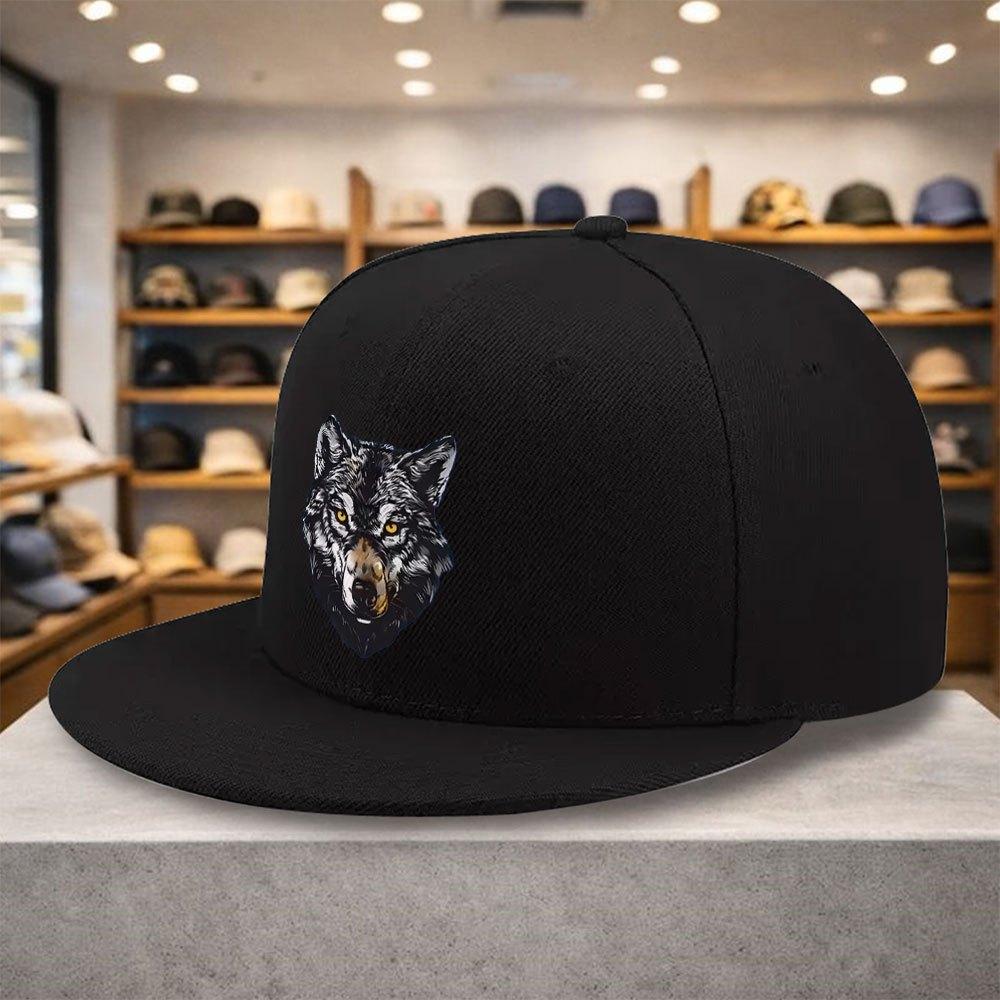 Wolf Head Graphic Baseball Cap Polyester Unisex Hip Hop Fashion Casual Outdoor All Season Flat Brim Hat