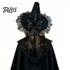 Halloween Witch Hat for Women, Velvet Wizard Hat with Ruffle Brim And Bow for Halloween Party, Masquerade, Cosplay Costume Accessory