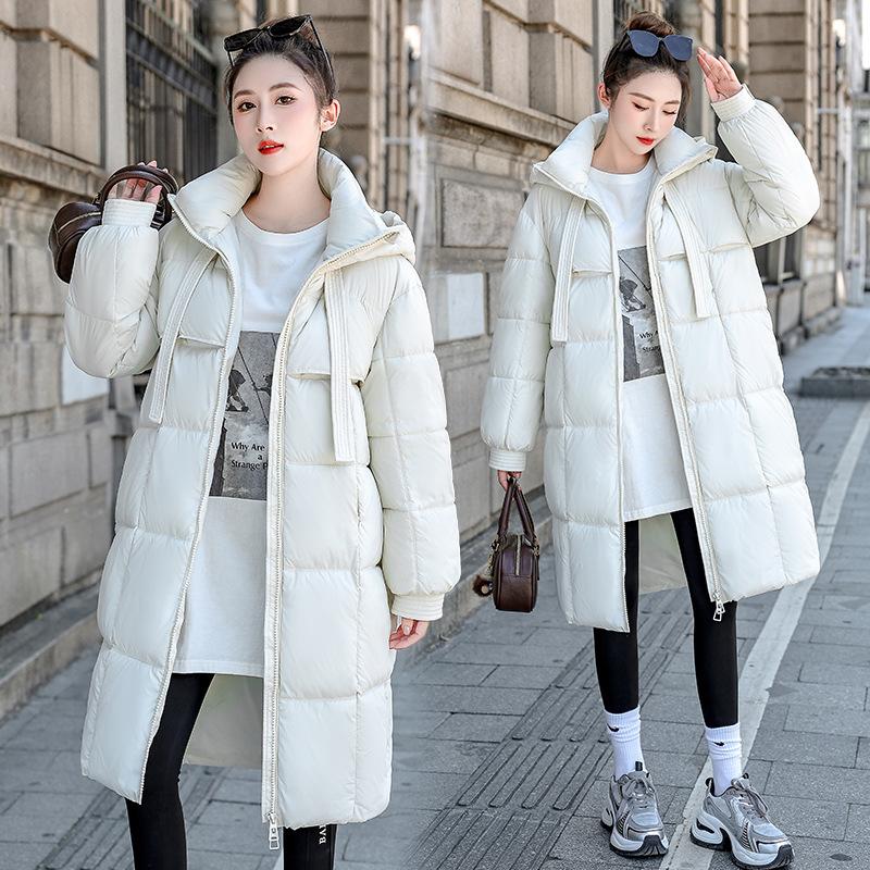 Autumn and Winter Women's Coat Mid-length Loose Hooded Cotton Coat Thickened Windproof Jacket