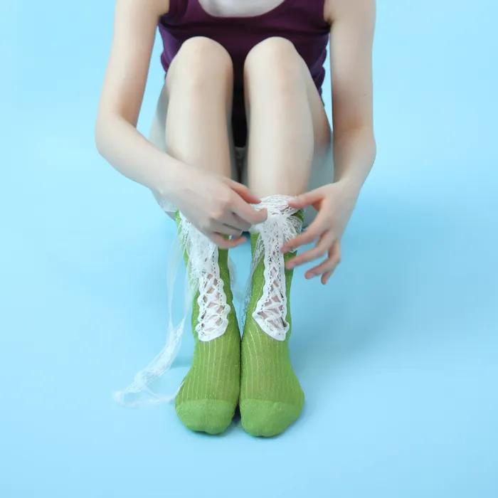 Corset Lace-up Socks (Green)