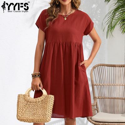 Damenmode, Sommer, Frühling, einfarbig, ärmellos, O-Ausschnitt, mittlere Taille, Freizeitkleider