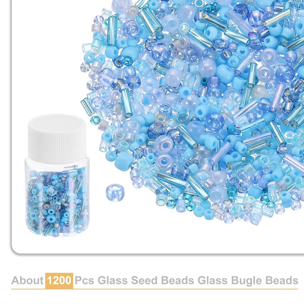 Uxcell Glass Cylindrical Round Approximately 1200 1mm DIY Accessory Handmade Light Blue Beads, Beads, Pieces, Hole, 1-4mm Diameter, Kit, Crafts,