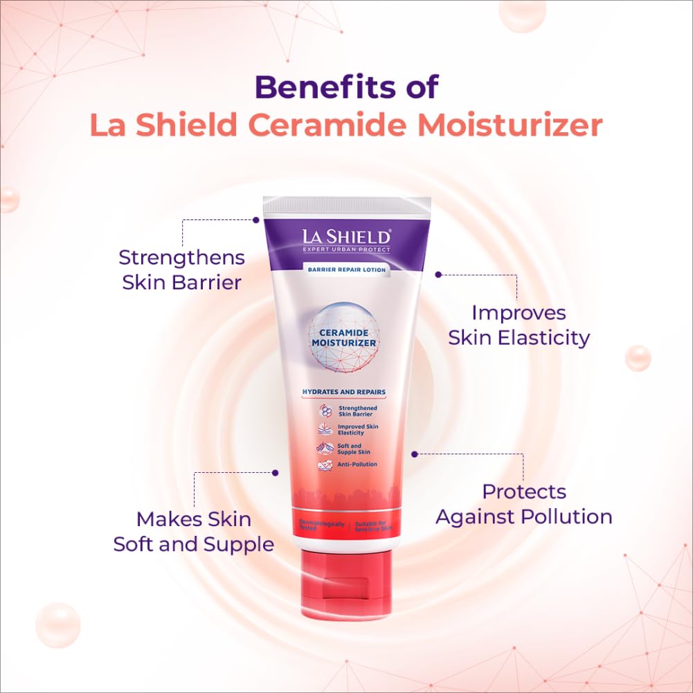 La Shield Ceramide Moisturizer 150ml Pack of 1 | Hydrating Barrier Repair Lotion for Sensitive Skin
