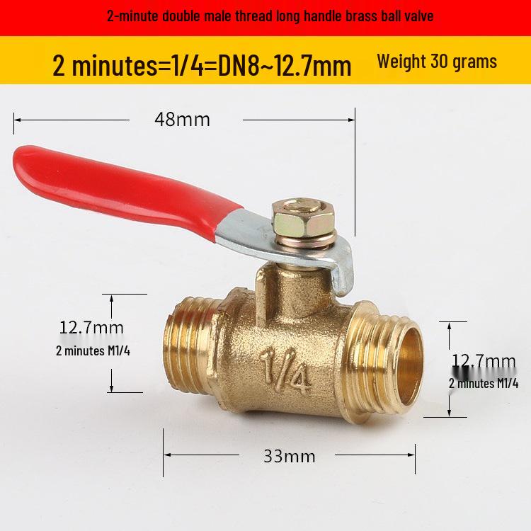 1/2'' Thickened Copper Ball Valve with Pneumatic Female & Male Threads for Water & Air Compressor Systems