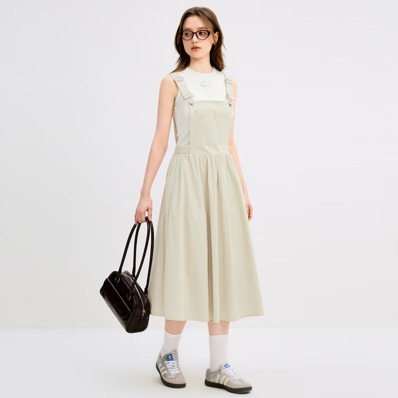Ledin Preppy Style Rivet Pocket Pinafore Long Dress