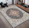 Retro Persian Area Rug Vintage Oriental Print Non-Slip Washable Floormat Carpet for Living Bedroom Kids Playroom Luxury Boho