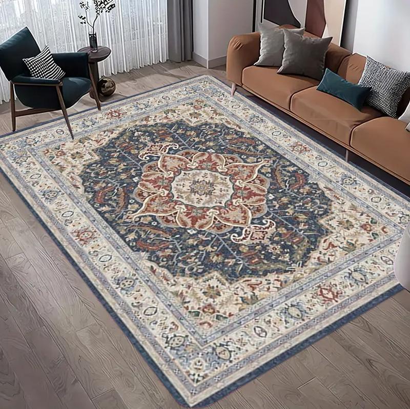 Retro Persian Area Rug Vintage Oriental Print Non-Slip Washable Floormat Carpet for Living Bedroom Kids Playroom Luxury Boho