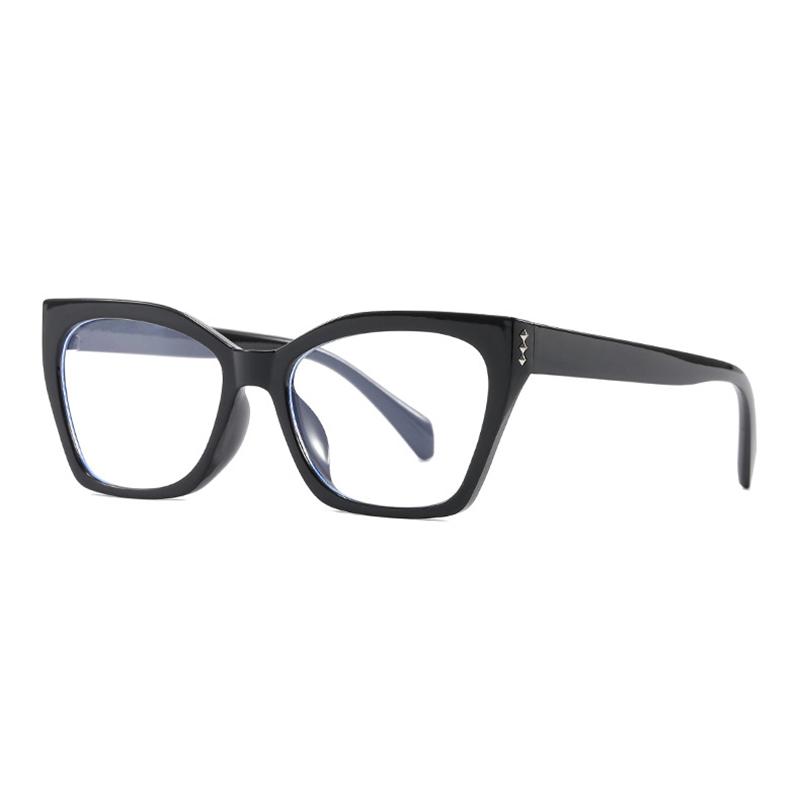 

2025 new polygonal cat s eye glasses retro plain face versatile rice nail anti-blue light flat glasses